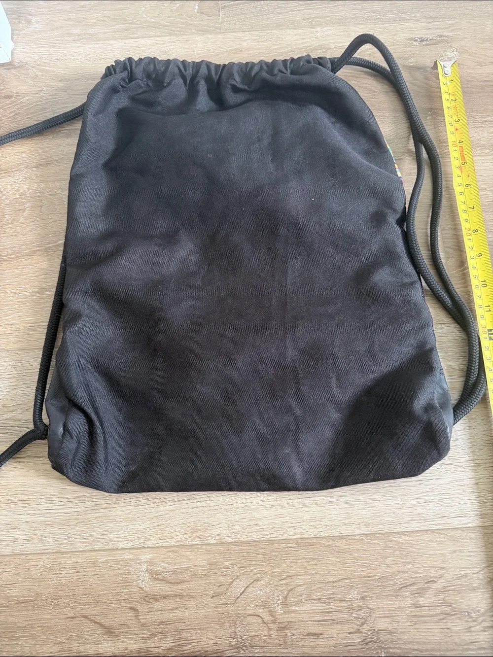 ADIDAS Black Drawstring Backpack with Multicolor Stripes and Pink Logo - Picture 3 of 3